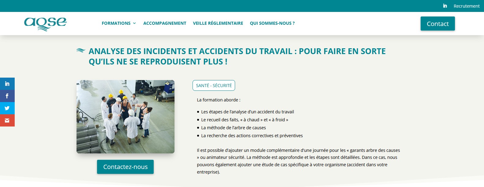 AQSE-france.fr Formation analyse des accidents du travail mthode de l'arbre des causes
