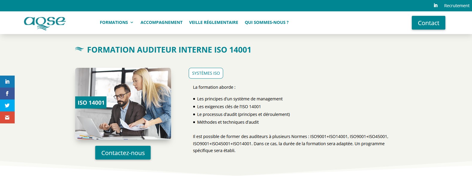 AQSE-France.fr Formation auditeur interne ISO 14001 auditeur environnement