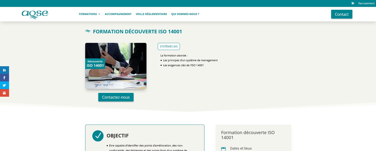 AQSE-France.fr Formation ISO 14001 découverte présentiel ou distanciel en visio