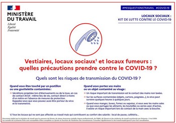 Mise en place mesures de prvention du risque sanitaire COVID-19 au travail fiche locaux communs entreprise