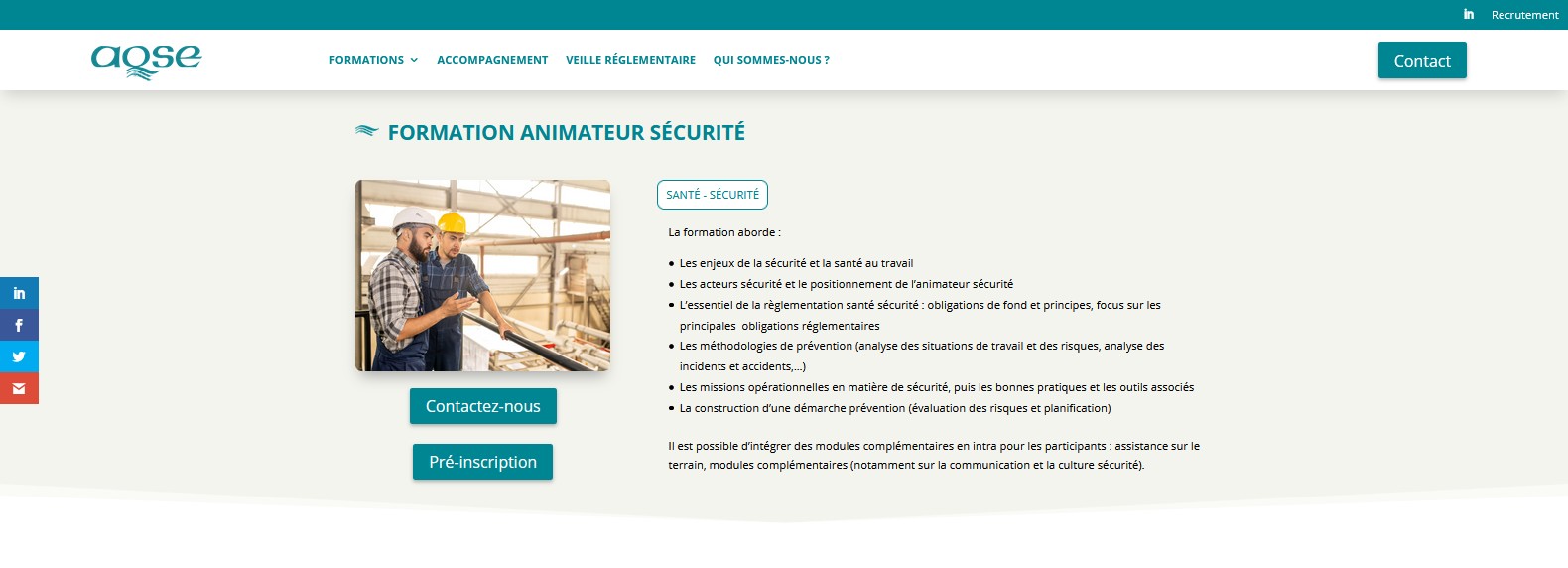 AQSE-france.fr formation assistant prvention animateur scurit