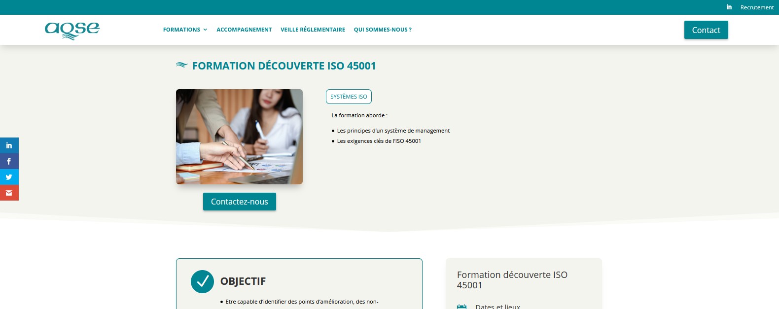 aqse-france.fr la formation ISO 45001 découverte