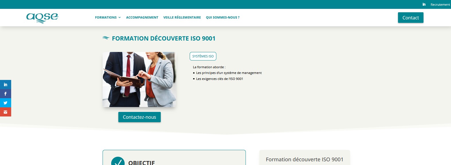 Formation ISO 9001 découverte en intra