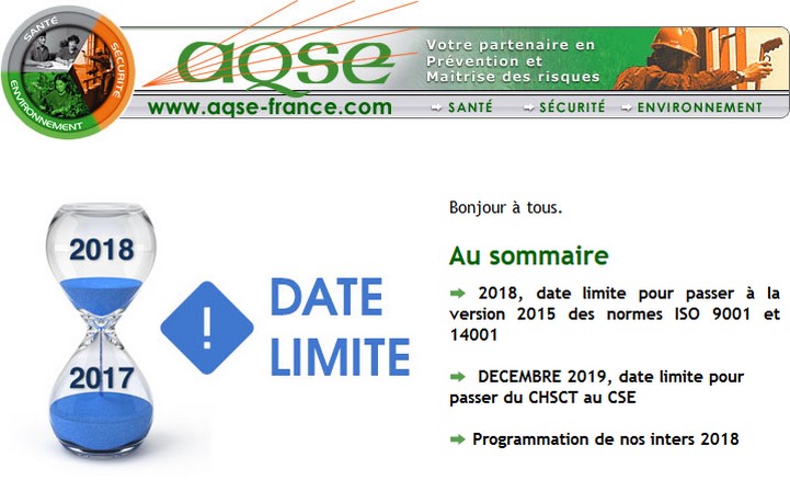 news 37 - limite ISO 14001:2015 ISO 9001:2015 et CSE