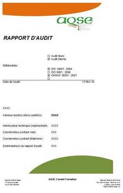 auditeur scurit formation auditeur interne ISO 45001 - rapport d'audit