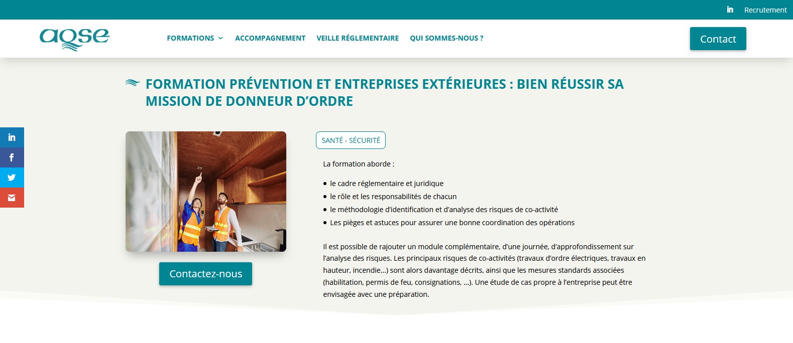 AQSE-france.fr Formation entreprises extrieures et scurit