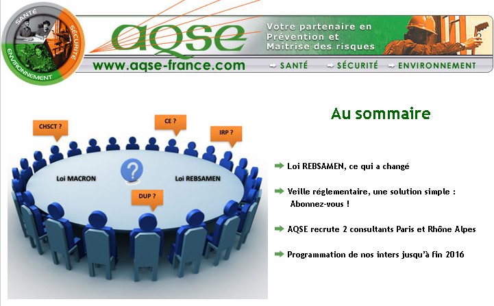 news 33 - Loi Rebsamen ... veille rglementaire - AQSE conseil formation QHSE recrute